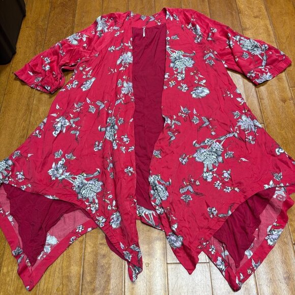 Free People Womens Kimono Size S Asymmetric Fairy Boho Oversize Midi Artsy Flowy - Picture 10 of 14